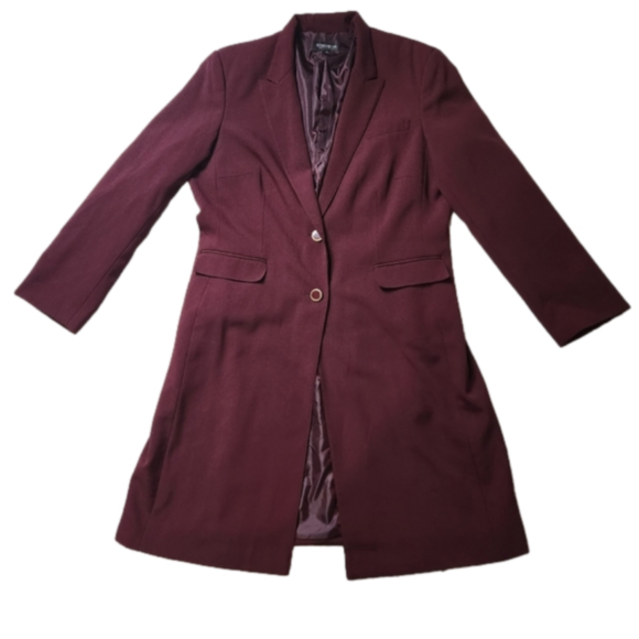 Size 18 Blazer Trench coat Collared long sleeves Wine color JOHN MEYER - Picture 5 of 15